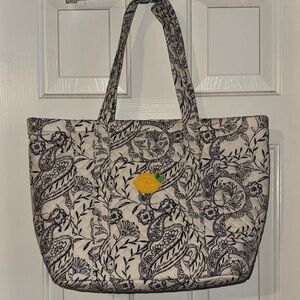 a new day Navy and Cream Floral Tote Bag